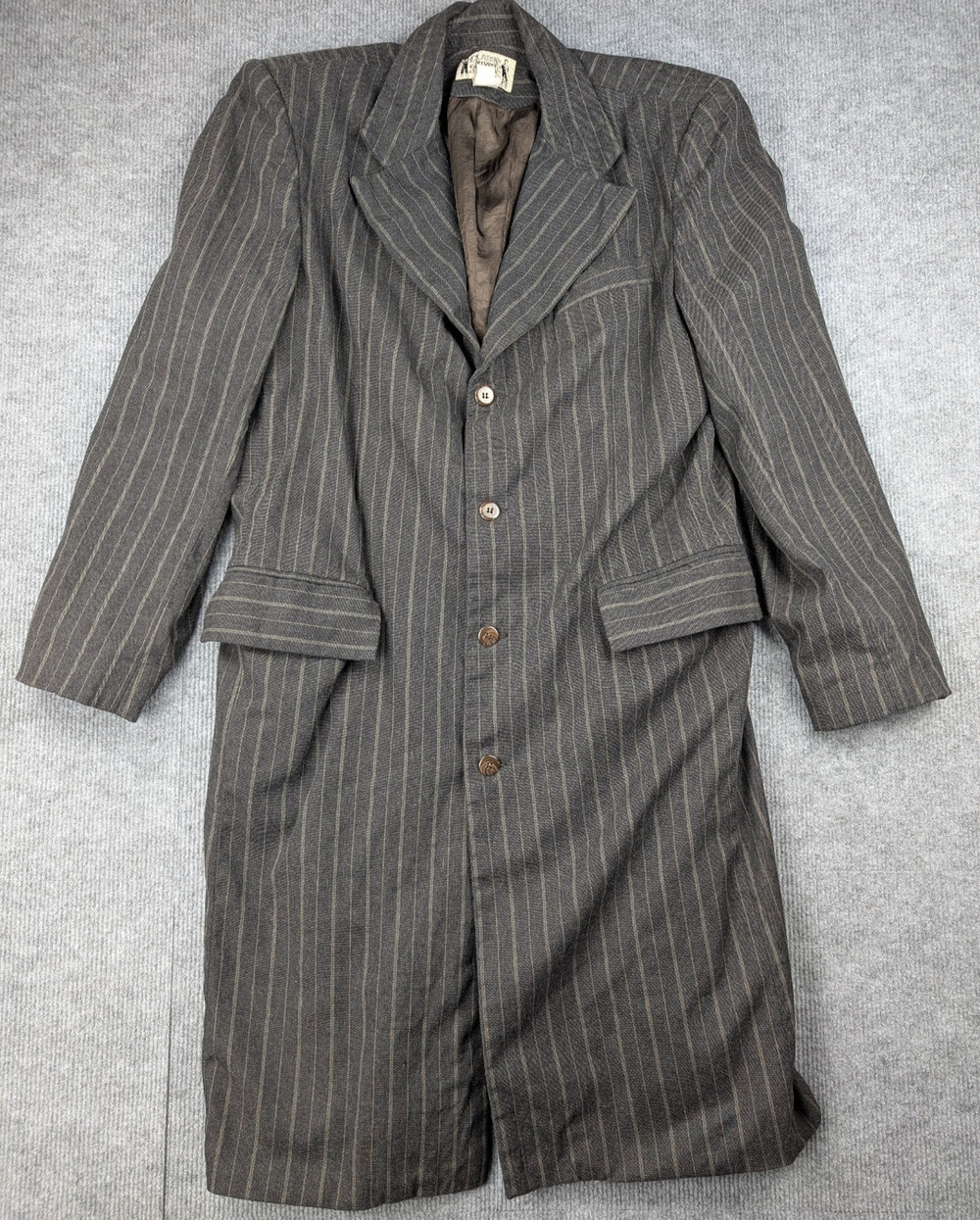 Classic Old West Styles Overcoat Mens 40 Striped Topcoat Linen Blend Tombstone
